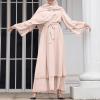 imageAbayas Muslim Dress for Women Long Sleeve Islamic Abaya Eid Dubai Kaftan Dresses Middle East Prayer Dress Chiffon RobeKhaki
