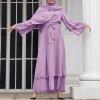 imageAbayas Muslim Dress for Women Long Sleeve Islamic Abaya Eid Dubai Kaftan Dresses Middle East Prayer Dress Chiffon RobePurple