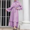 imageAbayas Muslim Dress for Women Long Sleeve Islamic Abaya Eid Dubai Kaftan Dresses Middle East Prayer Dress Chiffon RobePurple