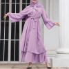imageAbayas Muslim Dress for Women Long Sleeve Islamic Abaya Eid Dubai Kaftan Dresses Middle East Prayer Dress Chiffon RobePurple