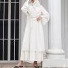 imageAbayas Muslim Dress for Women Long Sleeve Islamic Abaya Eid Dubai Kaftan Dresses Middle East Prayer Dress Chiffon RobeWhite
