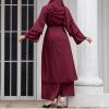 imageAbayas Muslim Dress for Women Long Sleeve Islamic Abaya Eid Dubai Kaftan Dresses Middle East Prayer Dress Chiffon RobeWine Red