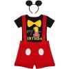 imageBaby Boys 1st Birthday Party Cake Smash Outfit Bowtie Romper Suspenders Shorts Pants Mouse Ear Headband 4PCS Clothes Set for Photo Prop Fancy Dress up Costume Black 1st Birthday  Dot 1218 Months