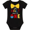 imageBaby Boys Half Way to One Birthday Cake Smash Outfit Bowtie Romper Suspenders Shorts Headband Set Halloween Fancy Dress up Mouse Costume for Photo Party Black  Im Half Way to One 1 612 Months