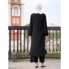 imageIDOPIP Abaya Dress for Women Muslim Set Long Sleeve Chiffon Islamic Dress Shirt with Pants 2PCS Dubai Prayer Casual ClothesBlack