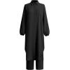 imageIDOPIP Abaya Dress for Women Muslim Set Long Sleeve Chiffon Islamic Dress Shirt with Pants 2PCS Dubai Prayer Casual ClothesBlack