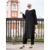 imageIDOPIP Abaya Dress for Women Muslim Set Long Sleeve Chiffon Islamic Dress Shirt with Pants 2PCS Dubai Prayer Casual ClothesBlack
