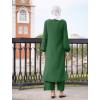 imageIDOPIP Abaya Dress for Women Muslim Set Long Sleeve Chiffon Islamic Dress Shirt with Pants 2PCS Dubai Prayer Casual ClothesBlackish Green