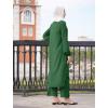 imageIDOPIP Abaya Dress for Women Muslim Set Long Sleeve Chiffon Islamic Dress Shirt with Pants 2PCS Dubai Prayer Casual ClothesBlackish Green