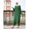 imageIDOPIP Abaya Dress for Women Muslim Set Long Sleeve Chiffon Islamic Dress Shirt with Pants 2PCS Dubai Prayer Casual ClothesBlackish Green