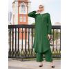 imageIDOPIP Abaya Dress for Women Muslim Set Long Sleeve Chiffon Islamic Dress Shirt with Pants 2PCS Dubai Prayer Casual ClothesBlackish Green