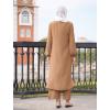 imageIDOPIP Abaya Dress for Women Muslim Set Long Sleeve Chiffon Islamic Dress Shirt with Pants 2PCS Dubai Prayer Casual ClothesCaramel