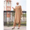 imageIDOPIP Abaya Dress for Women Muslim Set Long Sleeve Chiffon Islamic Dress Shirt with Pants 2PCS Dubai Prayer Casual ClothesCaramel