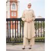 imageIDOPIP Abaya Dress for Women Muslim Set Long Sleeve Chiffon Islamic Dress Shirt with Pants 2PCS Dubai Prayer Casual ClothesChampagne