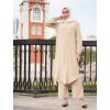 imageIDOPIP Abaya Dress for Women Muslim Set Long Sleeve Chiffon Islamic Dress Shirt with Pants 2PCS Dubai Prayer Casual ClothesChampagne