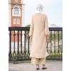 imageIDOPIP Abaya Dress for Women Muslim Set Long Sleeve Chiffon Islamic Dress Shirt with Pants 2PCS Dubai Prayer Casual ClothesChampagne