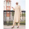 imageIDOPIP Abaya Dress for Women Muslim Set Long Sleeve Chiffon Islamic Dress Shirt with Pants 2PCS Dubai Prayer Casual ClothesChampagne