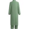 imageIDOPIP Abaya Dress for Women Muslim Set Long Sleeve Chiffon Islamic Dress Shirt with Pants 2PCS Dubai Prayer Casual ClothesGreen