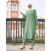 imageIDOPIP Abaya Dress for Women Muslim Set Long Sleeve Chiffon Islamic Dress Shirt with Pants 2PCS Dubai Prayer Casual ClothesGreen