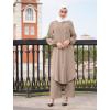 imageIDOPIP Abaya Dress for Women Muslim Set Long Sleeve Chiffon Islamic Dress Shirt with Pants 2PCS Dubai Prayer Casual ClothesKhaki