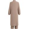 imageIDOPIP Abaya Dress for Women Muslim Set Long Sleeve Chiffon Islamic Dress Shirt with Pants 2PCS Dubai Prayer Casual ClothesKhaki