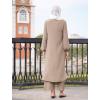 imageIDOPIP Abaya Dress for Women Muslim Set Long Sleeve Chiffon Islamic Dress Shirt with Pants 2PCS Dubai Prayer Casual ClothesKhaki