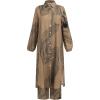 imageIDOPIP Abaya Dress for Women Muslim Set Long Sleeve Chiffon Islamic Dress Shirt with Pants 2PCS Dubai Prayer Casual ClothesKhaki Print