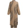 imageIDOPIP Abaya Dress for Women Muslim Set Long Sleeve Chiffon Islamic Dress Shirt with Pants 2PCS Dubai Prayer Casual ClothesKhaki Print