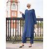 imageIDOPIP Abaya Dress for Women Muslim Set Long Sleeve Chiffon Islamic Dress Shirt with Pants 2PCS Dubai Prayer Casual ClothesNavy Blue