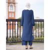 imageIDOPIP Abaya Dress for Women Muslim Set Long Sleeve Chiffon Islamic Dress Shirt with Pants 2PCS Dubai Prayer Casual ClothesNavy Blue