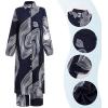 imageIDOPIP Abaya Dress for Women Muslim Set Long Sleeve Chiffon Islamic Dress Shirt with Pants 2PCS Dubai Prayer Casual ClothesNavy Blue Print