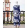 imageIDOPIP Abaya Dress for Women Muslim Set Long Sleeve Chiffon Islamic Dress Shirt with Pants 2PCS Dubai Prayer Casual ClothesNavy Blue Print