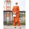 imageIDOPIP Abaya Dress for Women Muslim Set Long Sleeve Chiffon Islamic Dress Shirt with Pants 2PCS Dubai Prayer Casual ClothesOrange