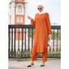 imageIDOPIP Abaya Dress for Women Muslim Set Long Sleeve Chiffon Islamic Dress Shirt with Pants 2PCS Dubai Prayer Casual ClothesOrange