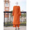 imageIDOPIP Abaya Dress for Women Muslim Set Long Sleeve Chiffon Islamic Dress Shirt with Pants 2PCS Dubai Prayer Casual ClothesOrange