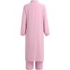 imageIDOPIP Abaya Dress for Women Muslim Set Long Sleeve Chiffon Islamic Dress Shirt with Pants 2PCS Dubai Prayer Casual ClothesPink