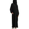 imageIDOPIP Abaya for Women Muslim Dress One Piece Long Sleeve Islamic Prayer Dress with Hooded Hijab Jilbab Loose Maxi Kaftan Dubai Robe Full Length Cover Gown Middle East Modest Prayer Clothes Black No1