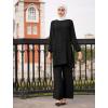 imageIDOPIP Abayas Dress for Women Muslim Long Sleeve Top Pants 2PCS Islamic Dubai Outfit Casual Ramadan Prayer Dress Clothes SetsBlack