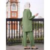 imageIDOPIP Abayas Dress for Women Muslim Long Sleeve Top Pants 2PCS Islamic Dubai Outfit Casual Ramadan Prayer Dress Clothes SetsGreen