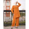 imageIDOPIP Abayas Dress for Women Muslim Long Sleeve Top Pants 2PCS Islamic Dubai Outfit Casual Ramadan Prayer Dress Clothes SetsOrange