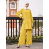 imageIDOPIP Abayas Dress for Women Muslim Long Sleeve Top Pants 2PCS Islamic Dubai Outfit Casual Ramadan Prayer Dress Clothes SetsYellow
