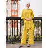 imageIDOPIP Abayas Dress for Women Muslim Long Sleeve Top Pants 2PCS Islamic Dubai Outfit Casual Ramadan Prayer Dress Clothes SetsYellow