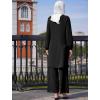 imageIDOPIP Abayas Dress for Women Muslim Outfits Long Sleeve Islamic Dress Shirt with Pants 2PCS Dubai Prayer Casual Clothes SetsBlack