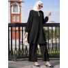 imageIDOPIP Abayas Dress for Women Muslim Outfits Long Sleeve Islamic Dress Shirt with Pants 2PCS Dubai Prayer Casual Clothes SetsBlack