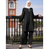 imageIDOPIP Abayas Dress for Women Muslim Outfits Long Sleeve Islamic Dress Shirt with Pants 2PCS Dubai Prayer Casual Clothes SetsBlack