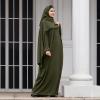 imageIDOPIP Abayas for Women Muslim Dress with Hijab OnePiece Long Sleeve Islamic Prayer Dress with Khimar Jilbab Kaftan ClothesArmy Green  Hijab
