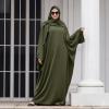 imageIDOPIP Abayas for Women Muslim Dress with Hijab OnePiece Long Sleeve Islamic Prayer Dress with Khimar Jilbab Kaftan ClothesArmy Green  Hijab