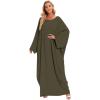 imageIDOPIP Abayas for Women Muslim Dress with Hijab OnePiece Long Sleeve Islamic Prayer Dress with Khimar Jilbab Kaftan ClothesArmy Green 1pc Dress Only