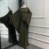 imageIDOPIP Abayas for Women Muslim Dress with Hijab OnePiece Long Sleeve Islamic Prayer Dress with Khimar Jilbab Kaftan ClothesArmy Green 1pc Dress Only