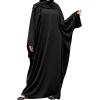 imageIDOPIP Abayas for Women Muslim Dress with Hijab OnePiece Long Sleeve Islamic Prayer Dress with Khimar Jilbab Kaftan ClothesBlack 1pc Dress Only